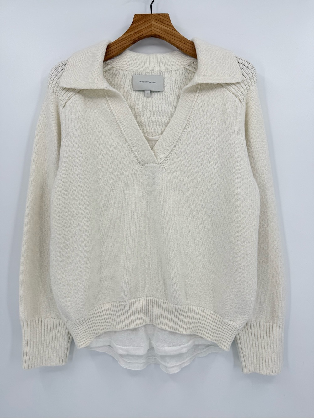Brochu Walker Tusk White Rainer Layered Looker Sweater Size M